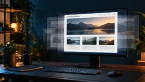 Monitor con una página web alineándose para representar la estabilidad visual y el CLS