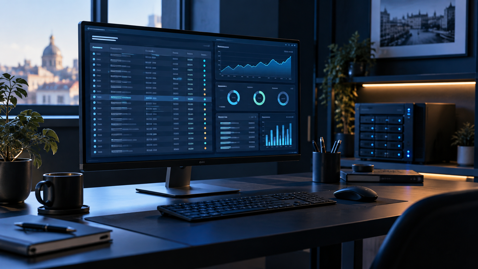 Panel de datos y servidor en un entorno profesional para optimizar una base de datos WordPress