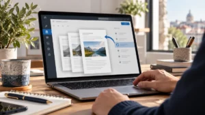 Versiones de una entrada de WordPress en un portátil
