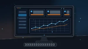 Panel de analítica de búsqueda con evolución de clics e impresiones para analizar oportunidades SEO