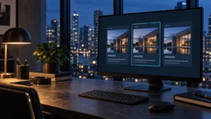 Monitor con versiones de una página y una versión principal resaltada